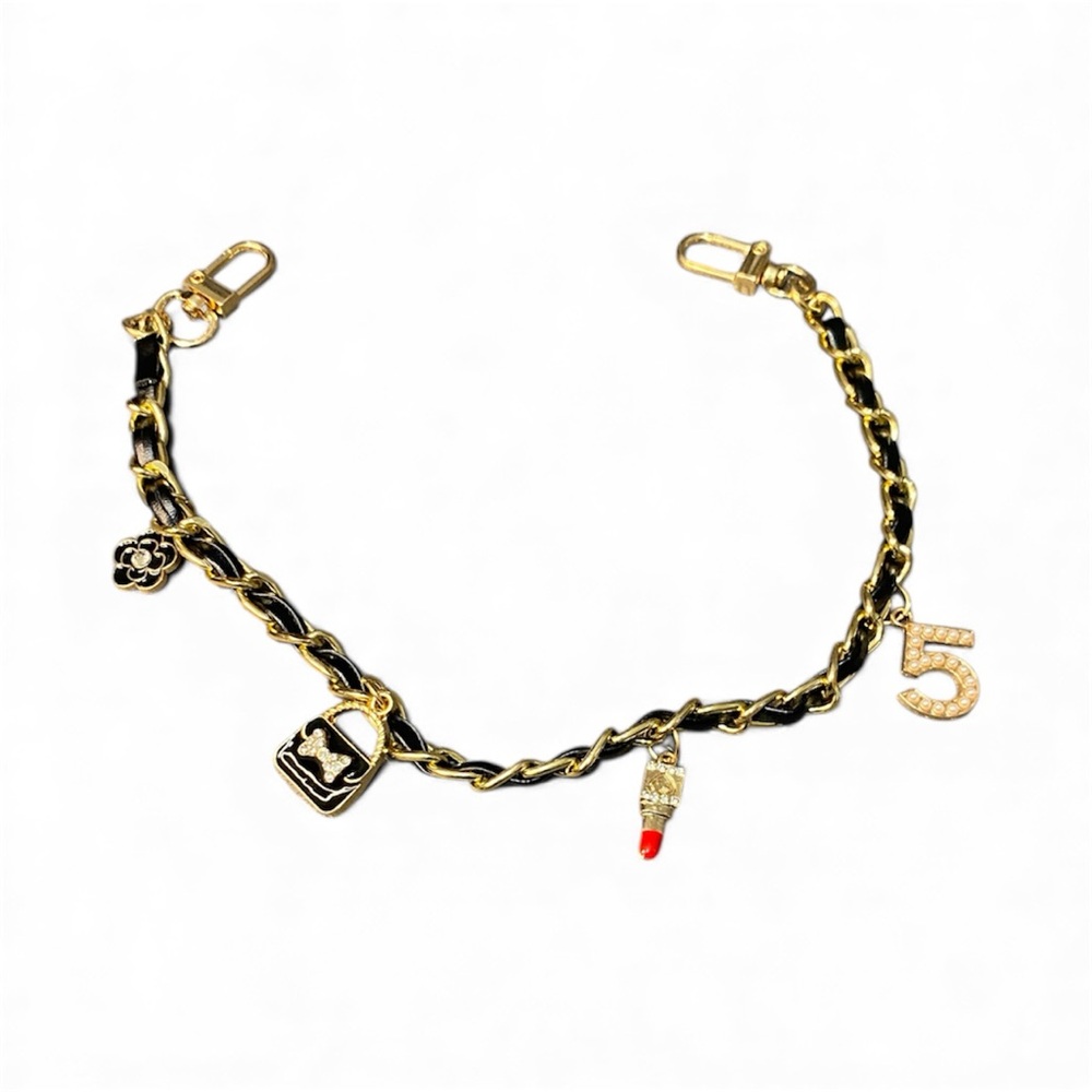 NWOT Faux Leather Black Charm Bag Bracelet